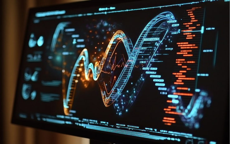 Data being visualized on a monitor